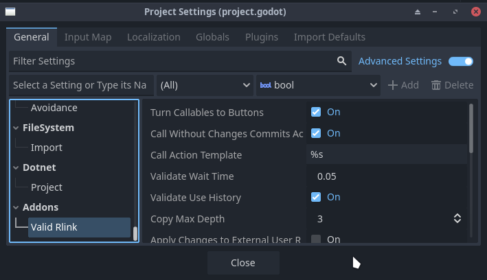 ValidRLink Settings Location